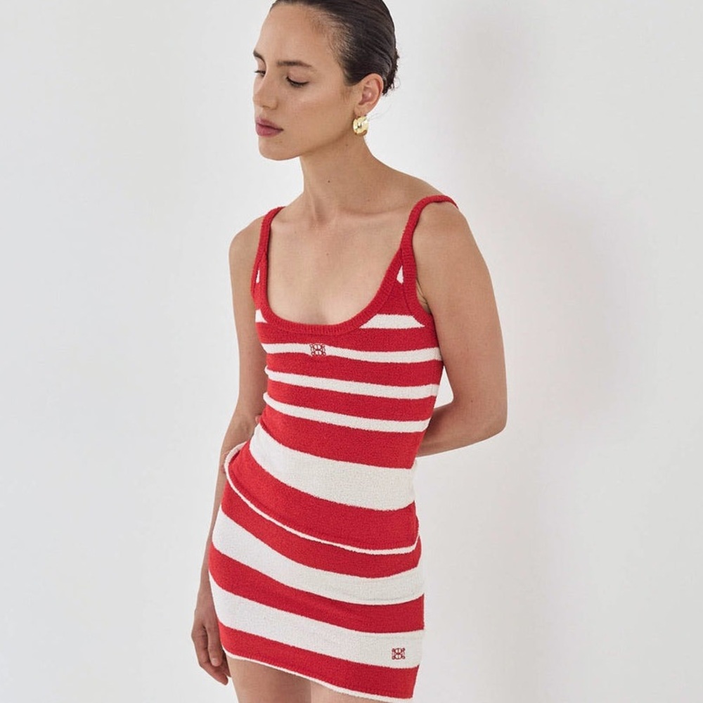 Dé Rococo boucle red & white stripe set